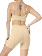 Women Seamless Yoga Set 2 Piece Workout Sport Bra with High Waist Shorts Legging Outfit Tracksuit.